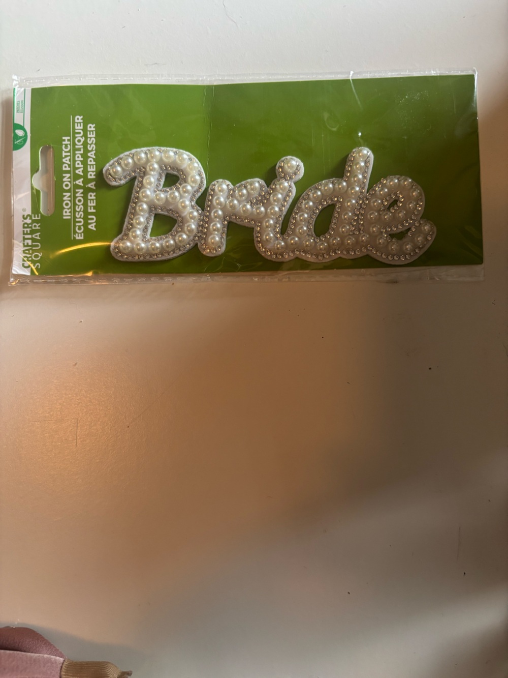 Pearl-Embellished 'Bridal' Iron-On Patch - White Pearls